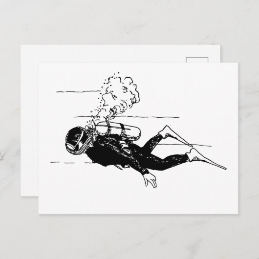 Carte Postale Plongeur (Devant / Derrière)