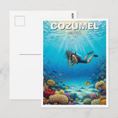 Carte Postale Plongeur à Cozumel Mexique Voyage (Devant / Derrière)
