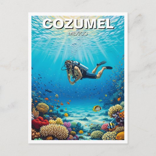 Carte Postale Plongeur à Cozumel Mexique Voyage (Devant)