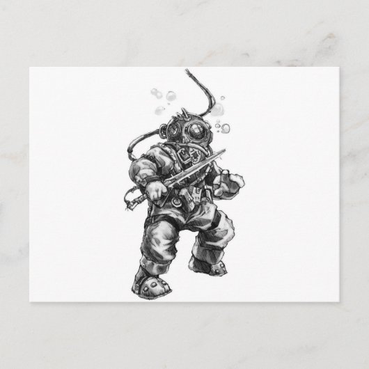 Carte Postale Plongeur de mer profonde (Devant)