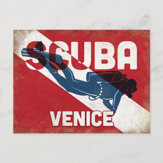 Carte Postale Plongeur de Venise - Blue Retro (Devant)