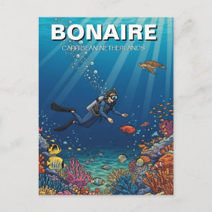 Carte Postale Plongeur en scaphandre autonome à Bonaire, Caraïbe