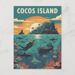 Carte Postale Plongeur en scaphandre de l'île de Cocos