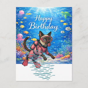 Carte Postale Plongeur Joyeux Anniversaire sous l'eau