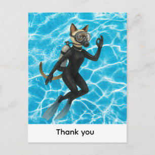 Carte Postale Plongeur pour amateur de chat siamois