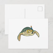 Carte Postale Plongeur Tortue Snorkeling (Devant / Derrière)
