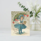 Carte Postale Pluie cardiaque de la fille parapluie (Debout devant)