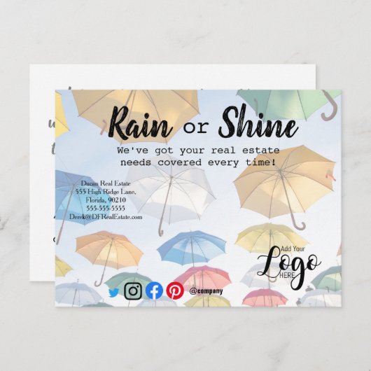 Carte Postale Pluie clients référencement marketing immobilier v (Devant / Derrière)