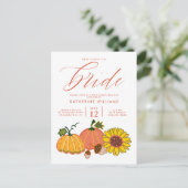 Carte Postale PLUIE DE CADEAUX | Carton d'Automne aux Citrouille (Debout devant)