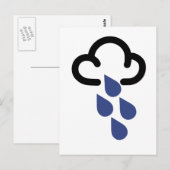 Carte Postale Pluie lourde : symbole de prévision météo rétro (Devant / Derrière)