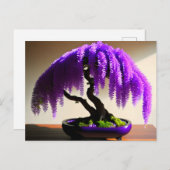 Carte Postale Pluie violette Wisteria Bonsai, poste (Devant / Derrière)