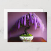 Carte Postale Pluie violette Wisteria Bonsai, poste (Devant / Derrière)