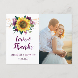 Carte Postale Plum de tournesol Purple Rose Lumières Merci photo