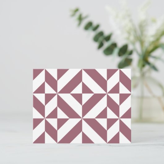 Carte Postale Plum Geometric Deco Cube Pattern (Debout devant)
