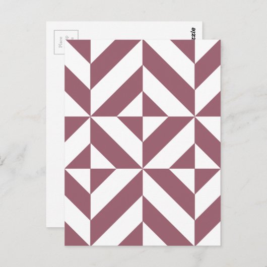 Carte Postale Plum Geometric Deco Cube Pattern (Devant / Derrière)