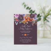Carte Postale Plum Ginger Fuchsia Mariage Floral Invite Budget (Debout devant)