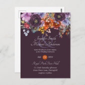 Carte Postale Plum Ginger Fuchsia Mariage Floral Invite Budget (Devant / Derrière)