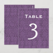Carte Postale Plum Purple Mariage damassé Numéro de tableau 3 C2 (Devant / Derrière)