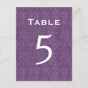 Carte Postale Plum Purple Mariage damassé Numéro de tableau 5 C2