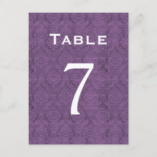 Carte Postale Plum Purple Mariage damassé Numéro de tableau 7 C2