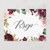 Carte Postale Plum Violet Blush Floral Wedding Réponse RSVP (Devant)