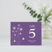 Carte Postale Plum violet papillon fleuri mariage numéro de tabl (Debout devant)