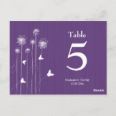 Carte Postale Plum violet papillon fleuri mariage numéro de tabl (Dos)