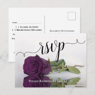 Carte Postale Plum violet reflétant Rose Élégant mariage RSVP
