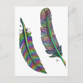 Carte Postale Plumes arc-en-ciel (Devant)