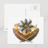 Carte Postale plumes de buse à queue rousse autochtone et flamme (Devant / Derrière)