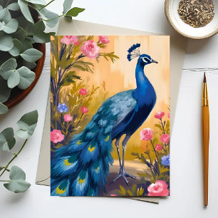 Carte Postale Plumes de paon Fleur Animale Belle