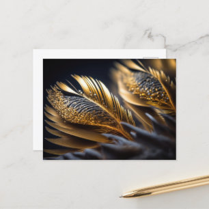 Carte Postale Plumes décoratives en or