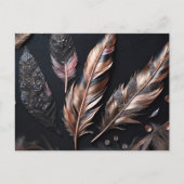 Carte Postale Plumes décoratives roses et noires (Devant)