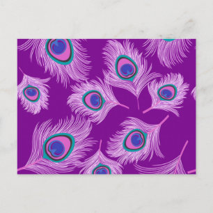 Carte Postale Plumes d'orchidée Peacock sur Amethyst violet