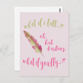 Carte Postale Plumes - Et si je tombe ? - Devis inspirant (Devant / Derrière)
