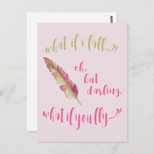 Carte Postale Plumes - Et si je tombe ? - Devis inspirant (Devant / Derrière)