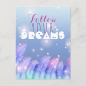 Carte Postale Plumes pastel violet rose étincelles Inspirationne (Devant)