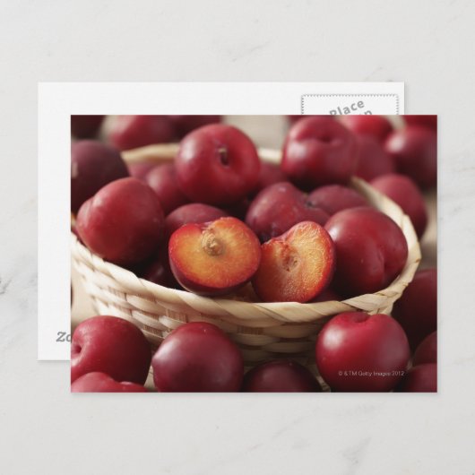 Carte Postale Plums dans le panier (Devant / Derrière)