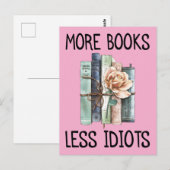 Carte Postale Plus de livres moins d'idiots Amateur de livres (Devant / Derrière)