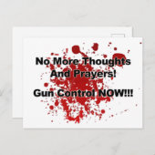 Carte Postale Plus de pensées et de prières ! Contrôle des armes (Devant / Derrière)