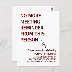 CARTE POSTALE PLUS DE RÉUNION RAPPELER DE CETTE PERSONNE FUNNY
