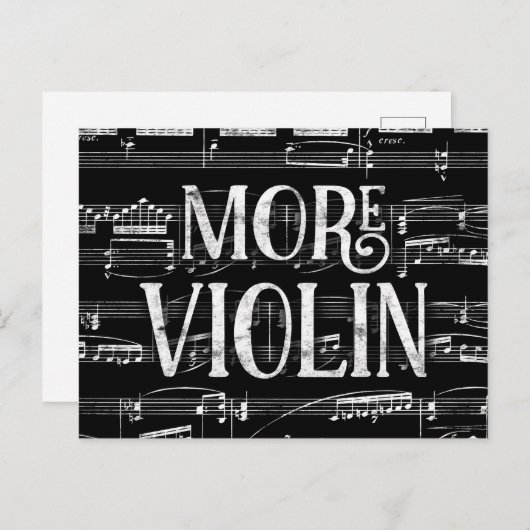 Carte Postale Plus de violon tableau noir - Musique noir blanc (Devant / Derrière)