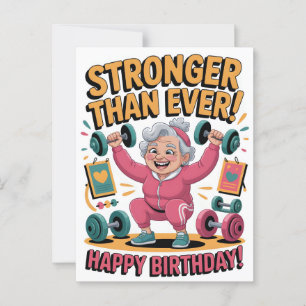 Carte Postale Plus Fort que Jamais Anniversaire Fitness Dessin A