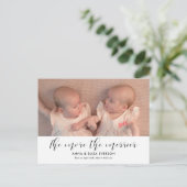 Carte Postale Plus la faire-part de photos de naissance jumelle (Debout devant)