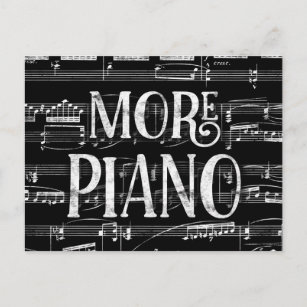 Carte Postale Plus Piano Chalkboard - Black White Music