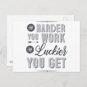 Carte Postale Plus tu travailles dur, plus tu as de chance (Devant / Derrière)
