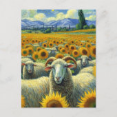 Carte Postale Plusieurs moutons dans le champ de tournesol Van G (Devant)