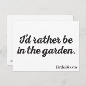 Carte Postale Plutôt dans le Garden (Devant / Derrière)