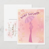 Carte Postale Plutôt En Baby shower Rose Invitatio (Devant / Derrière)