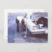 Carte Postale Pneu Plat Voiture Classique (Devant / Derrière)